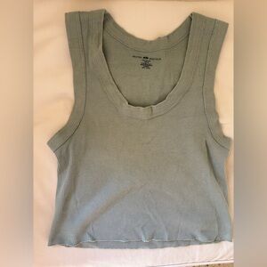 Brandy Melville Ribbed Scoop Tank Top — Sage Green